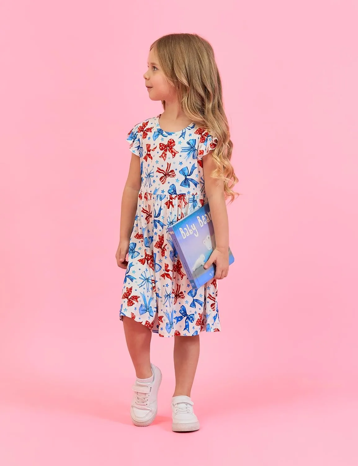 Bamboo Viscose Little Girls Dresses Ruffled Sleeveless Dresses for Kids