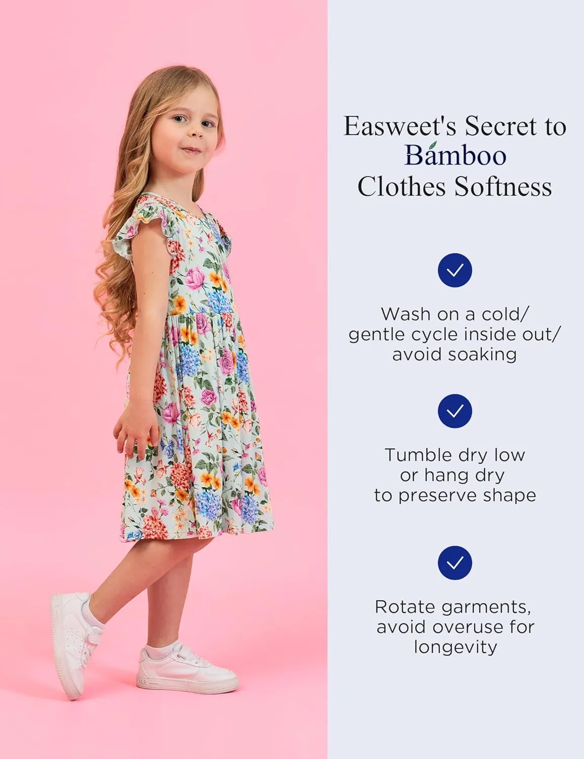 Bamboo Viscose Little Girls Dresses Ruffled Sleeveless Dresses for Kids