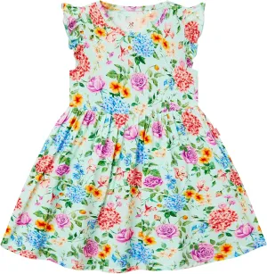 Bamboo Viscose Little Girls Dresses Ruffled Sleeveless Dresses for Kids