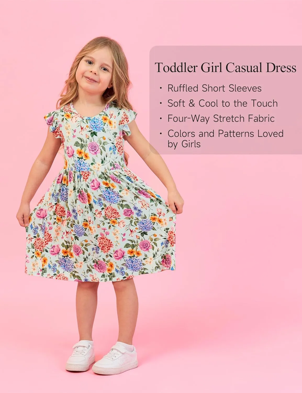 Bamboo Viscose Little Girls Dresses Ruffled Sleeveless Dresses for Kids