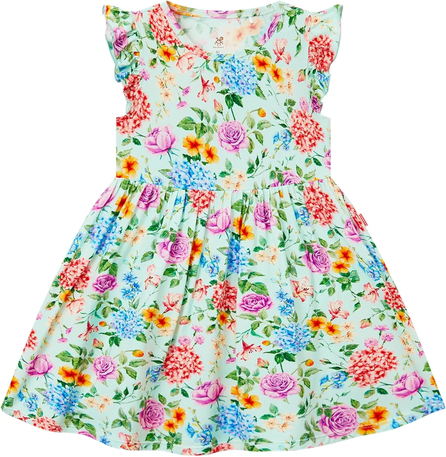 Bamboo Viscose Little Girls Dresses Ruffled Sleeveless Dresses for Kids