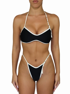 StretchComfort HighDensity Weave Bardot Buckle Bikini Bottom | Black