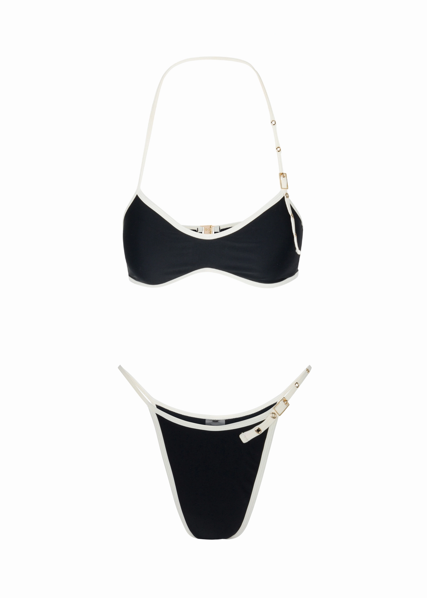 QuickDryTechnology Bardot Buckle Bikini Top | Black