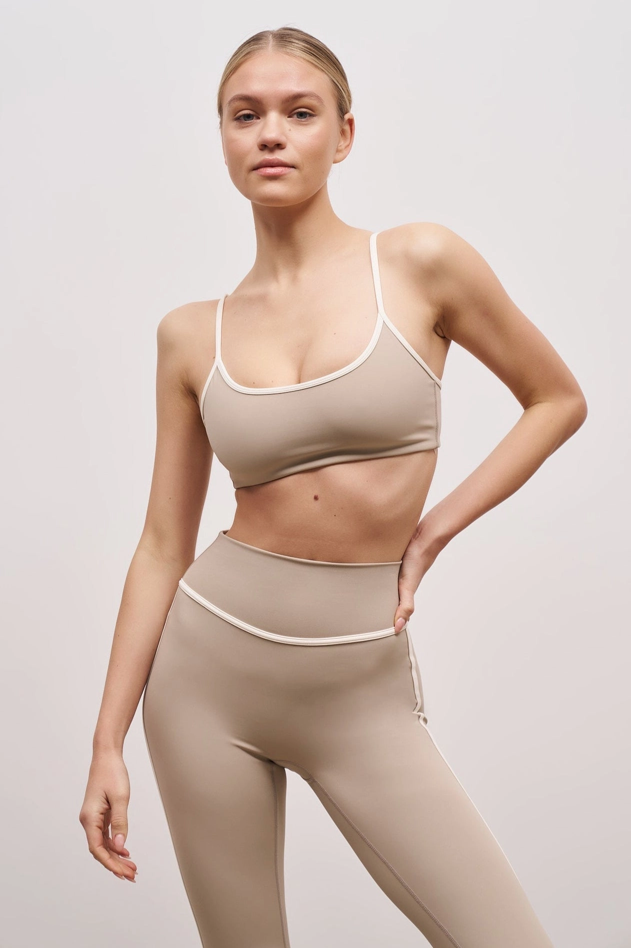 Base Contrast Trim Cami Bra - Taupe/Tofu Sun Protective Fabric