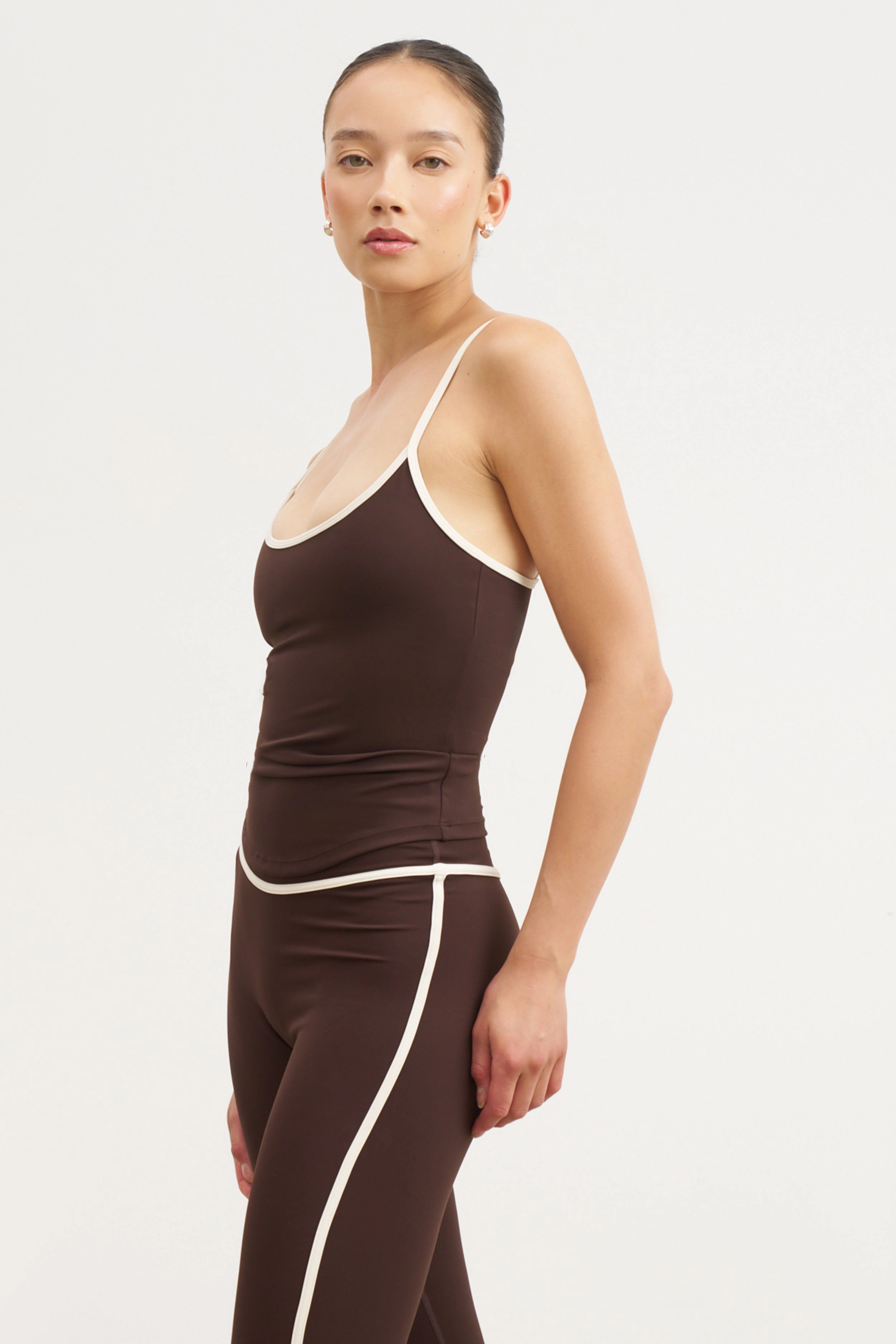 Base Contrast Trim Cami Top - Carob/Tofu StretchFit
