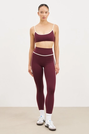 Base Contrast Trim Leggings - Merlot/Tofu TexturedSurface Easycare