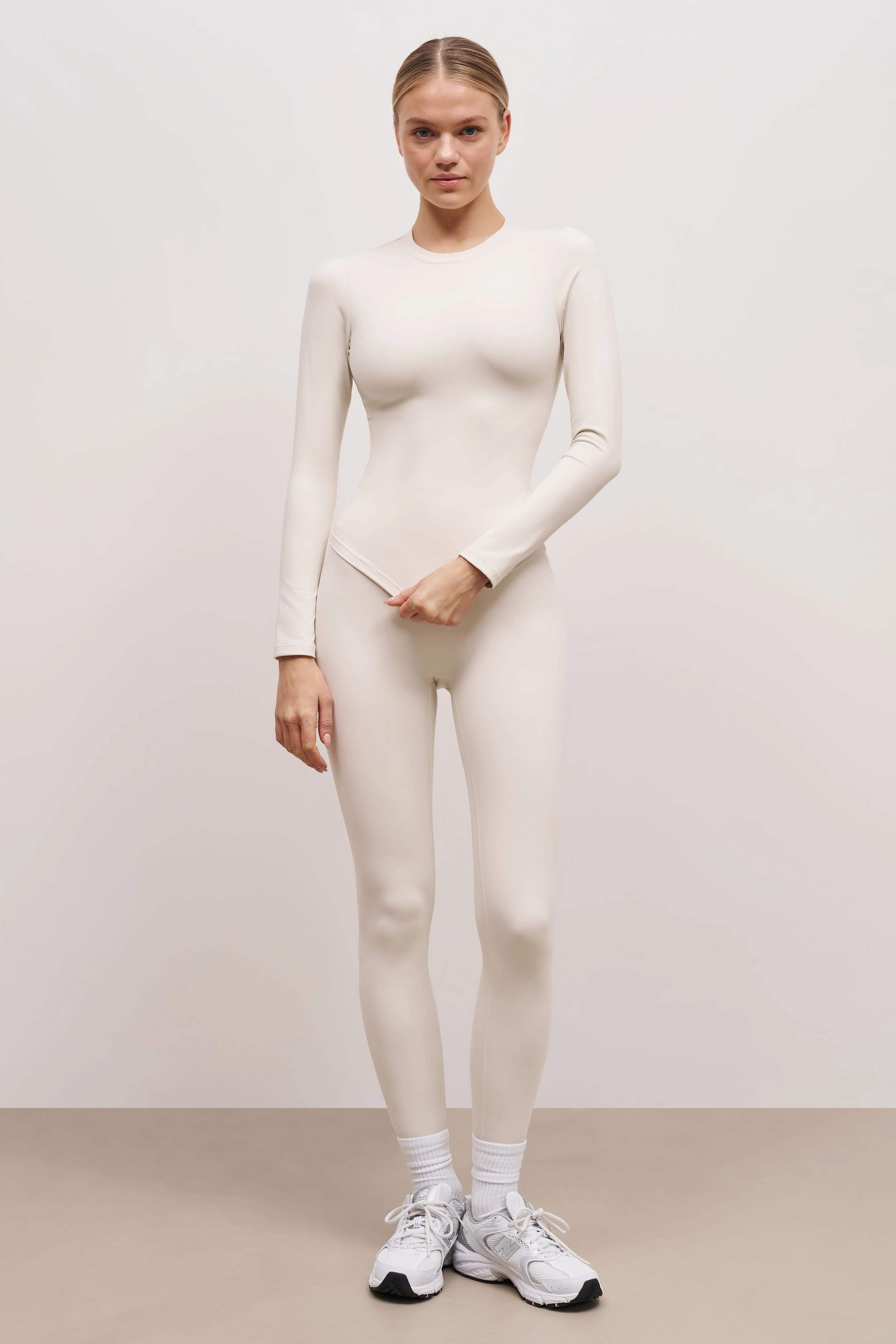 Base Sculpting Long Sleeve Top - Tofu Low Profile Collar