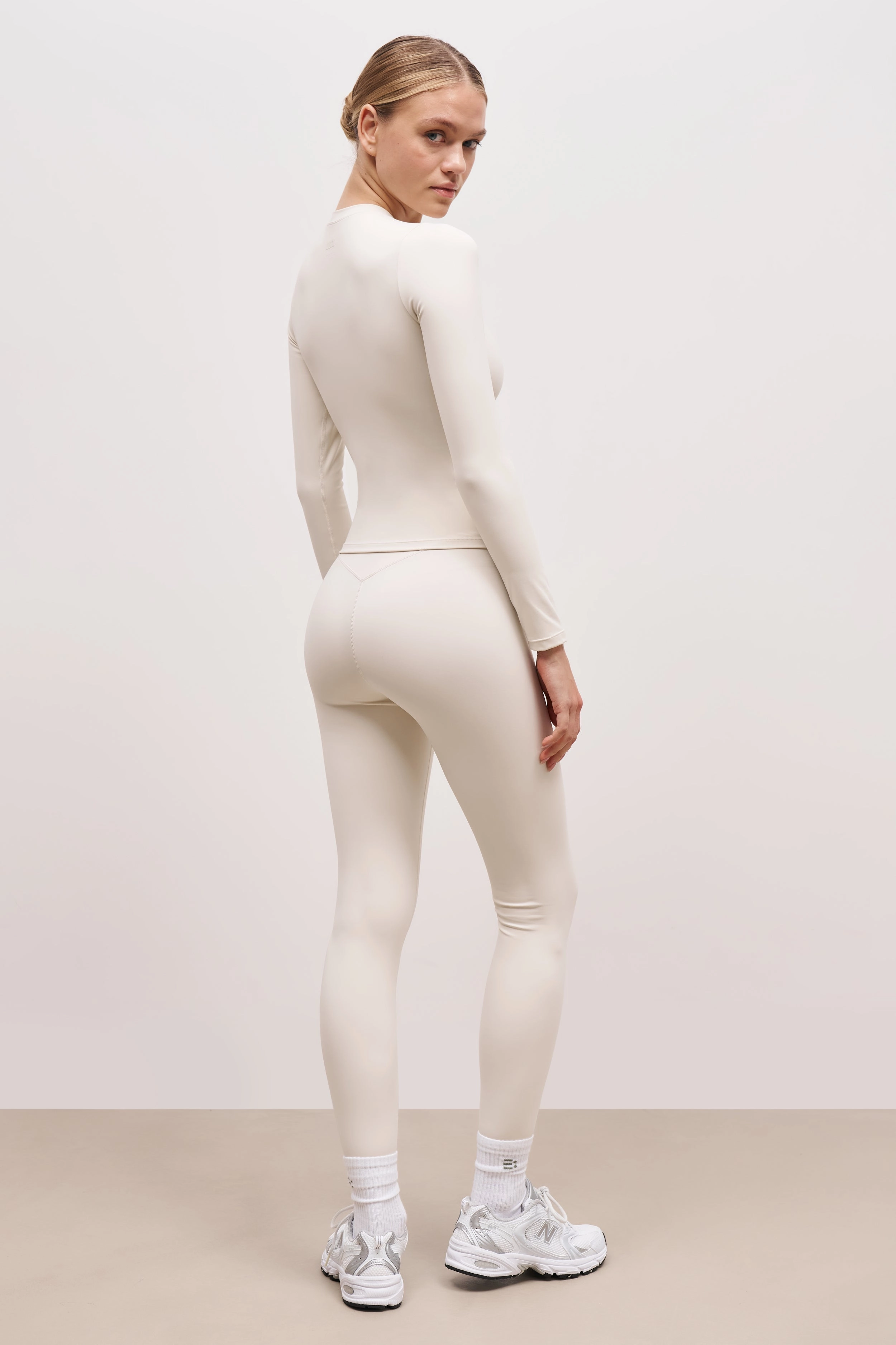 Base Sculpting Long Sleeve Top - Tofu RibbedTexture Airflow Ventilation Zones