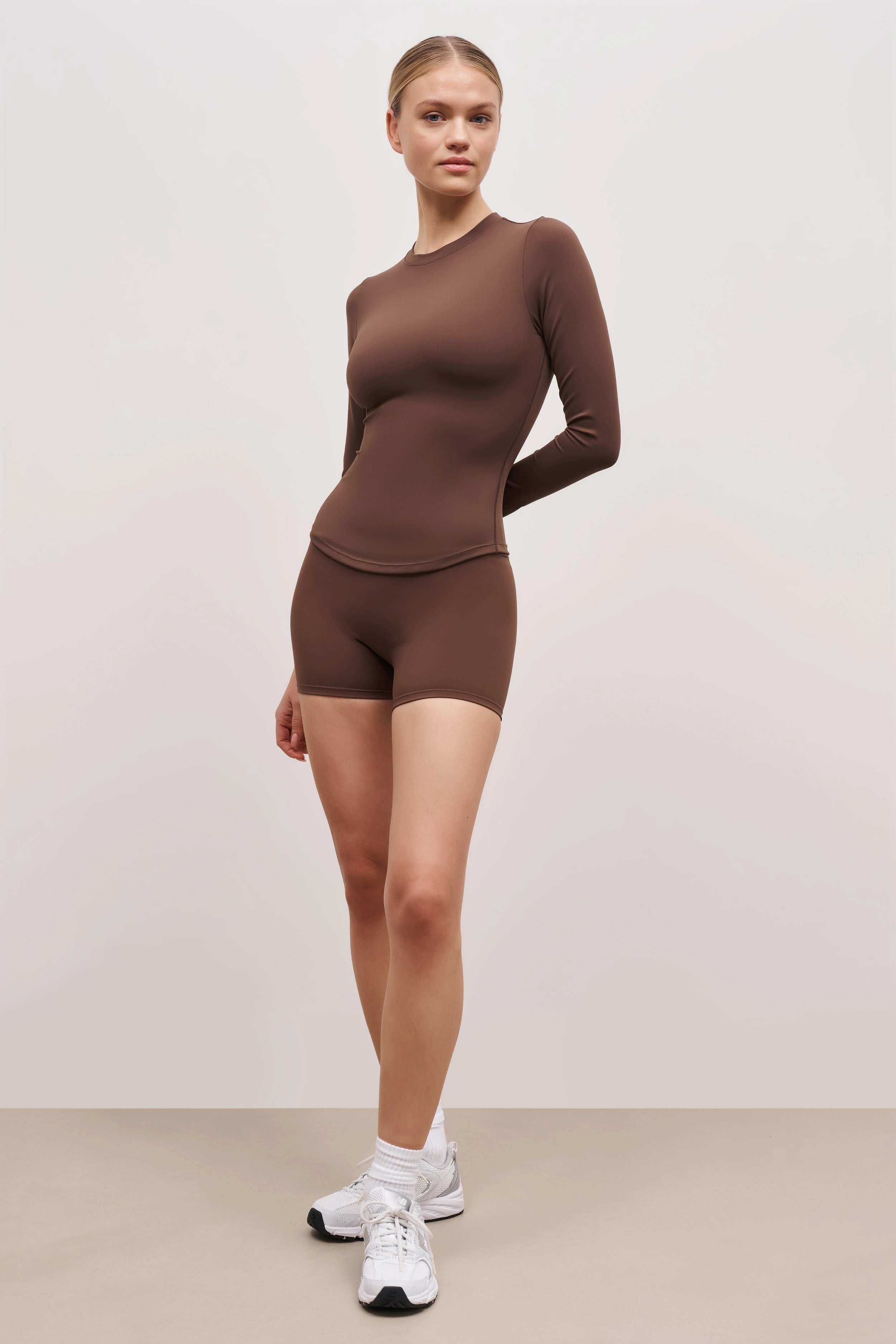 Base Sculpting Long Sleeve Top - Truffle ReinforcedShoulders Relaxed Silhouette