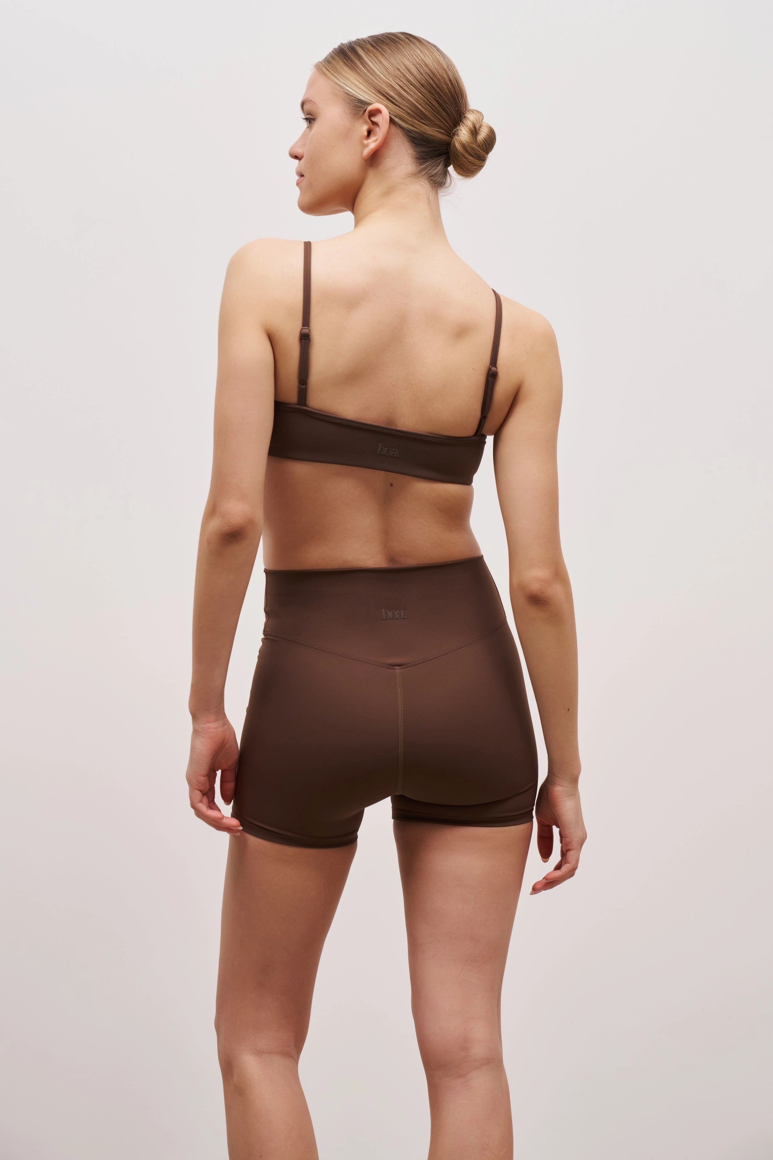 Stretch Knit Fabric HiddenZipper Base Sculpting Shorts - Truffle