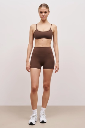 Tapered Side Panels NonIrritatingStitching Base Sculpting Shorts - Truffle