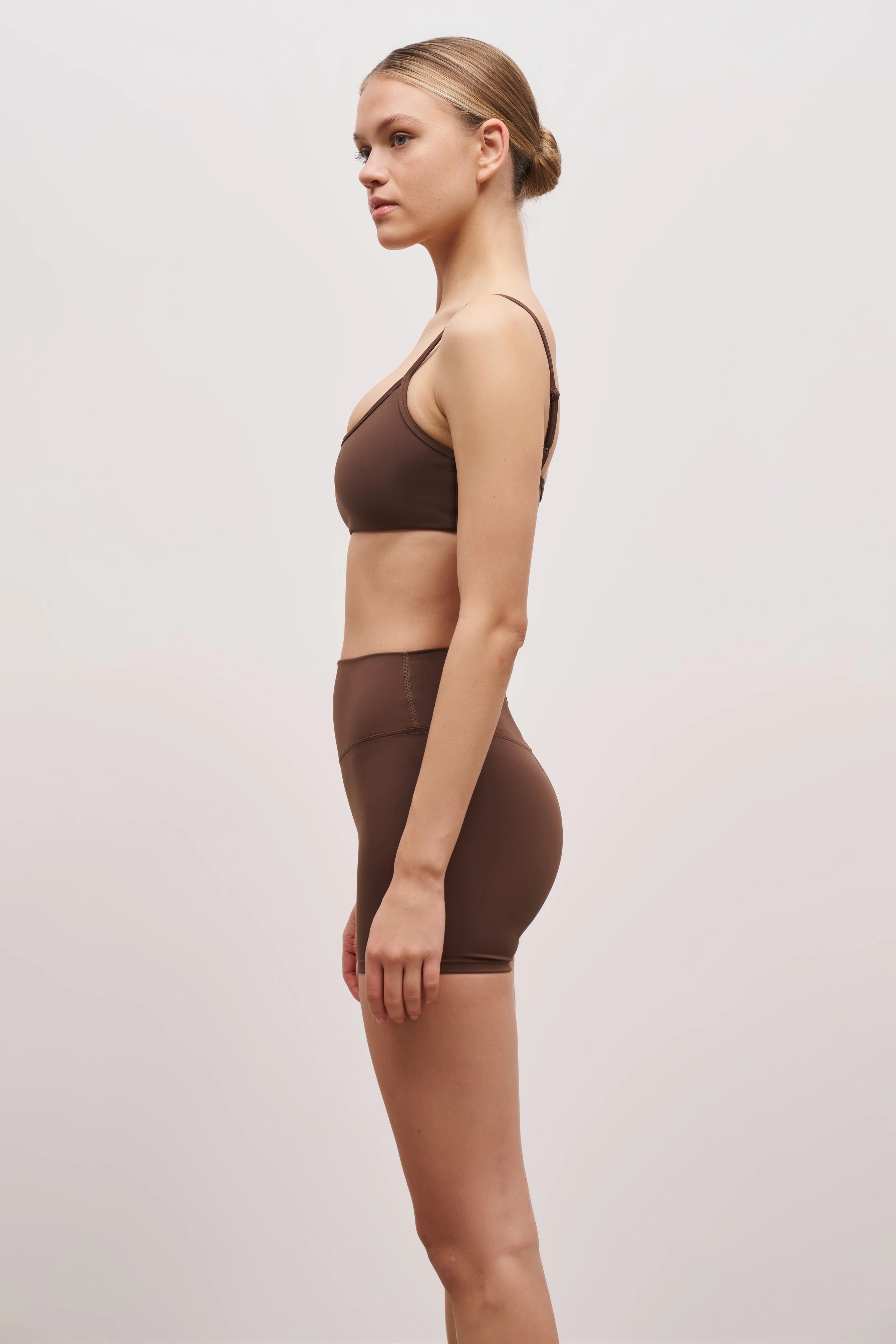 Structured Shoulder Elegant Cardigan Base Sculpting Shorts - Truffle