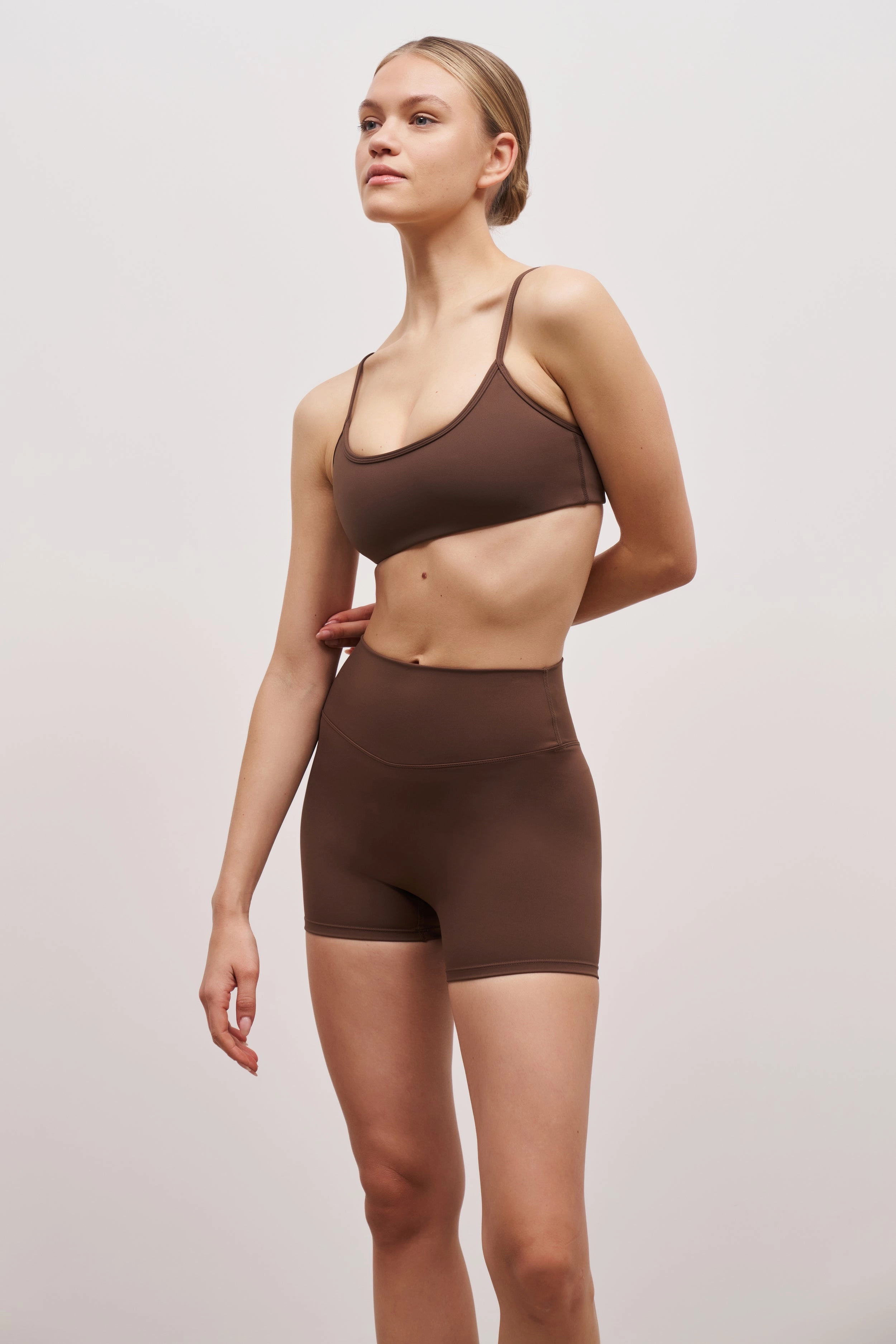 Base Sculpting Shorts - Truffle simple design Adjustable Shoulder Straps