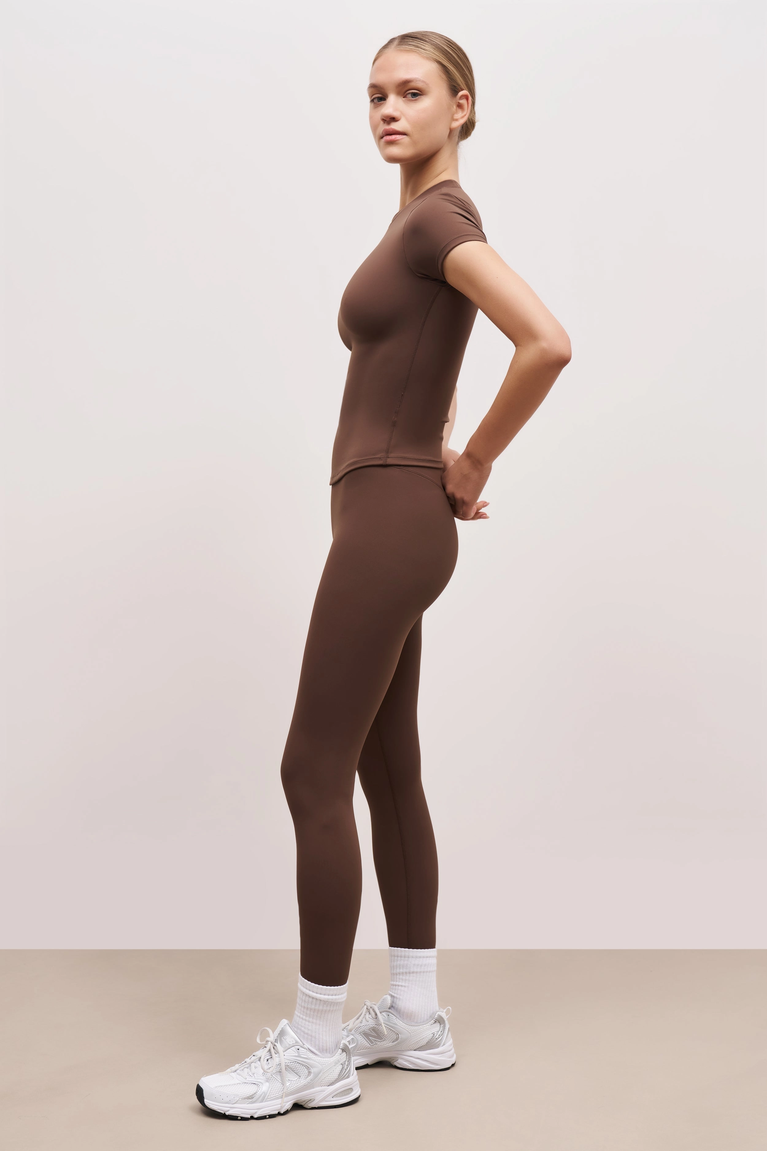 Anti Pilling Technology Relaxed Tank Base Sculpting T Shirt - Truffle