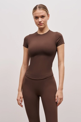 Base Sculpting T Shirt - Truffle ReflectiveDetails Simple Dress