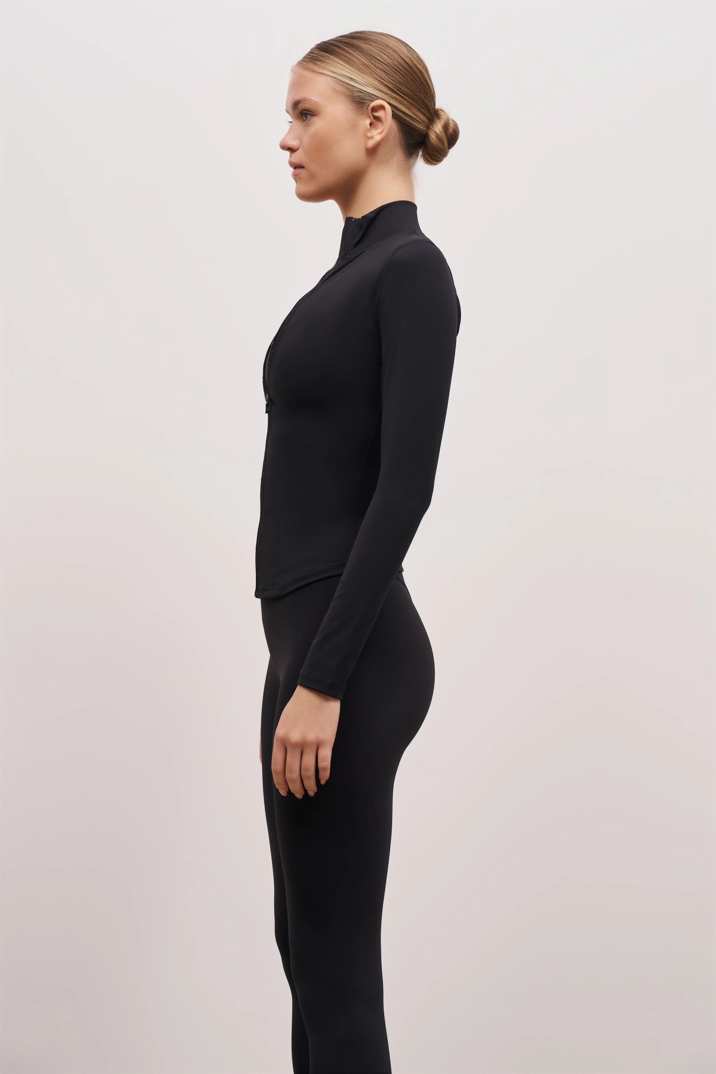 Base Sculpting Zip Up Jacket - Black Durable Binding StaticResistantFabric