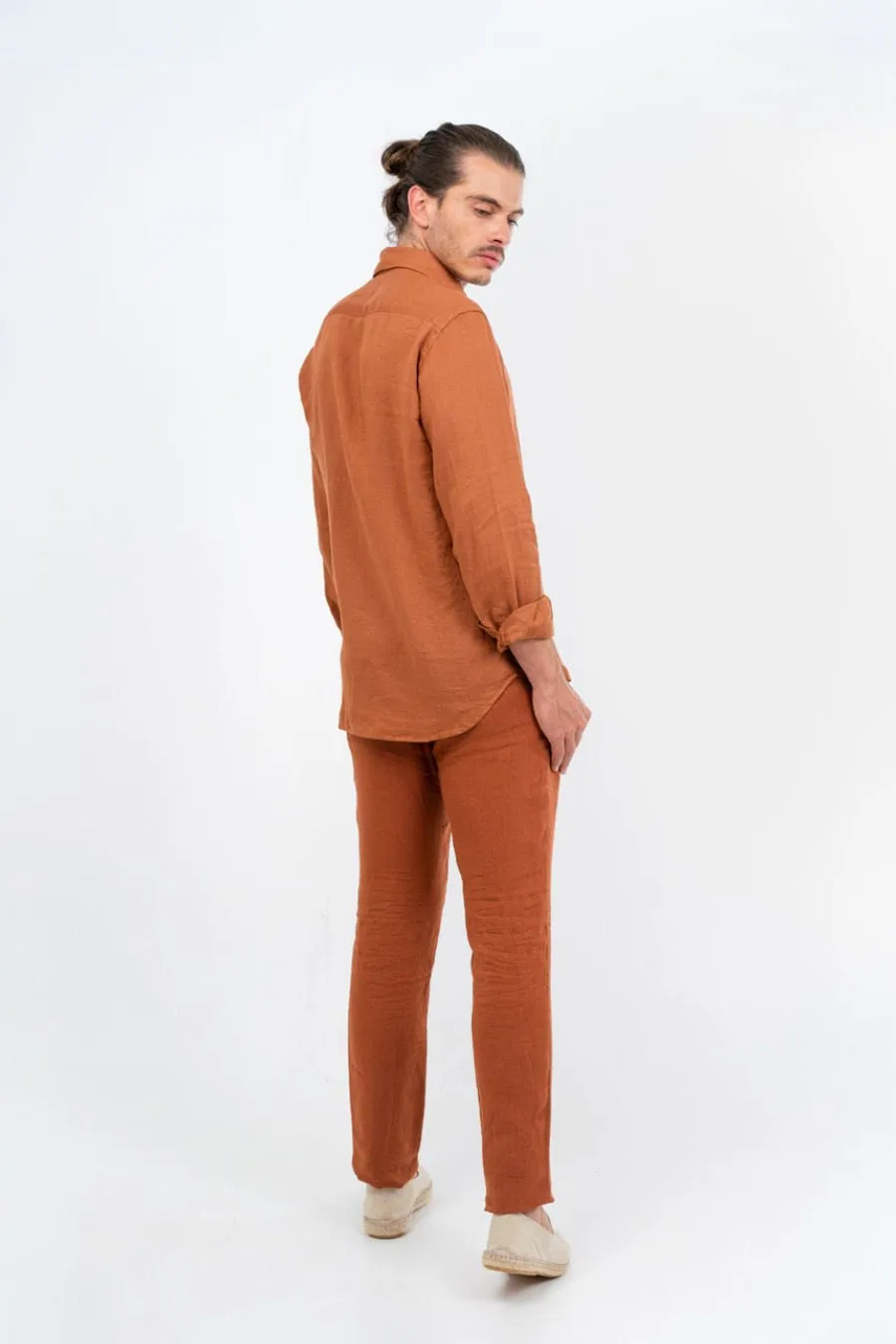 basic linen shirt leather