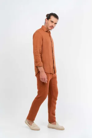basic linen shirt leather