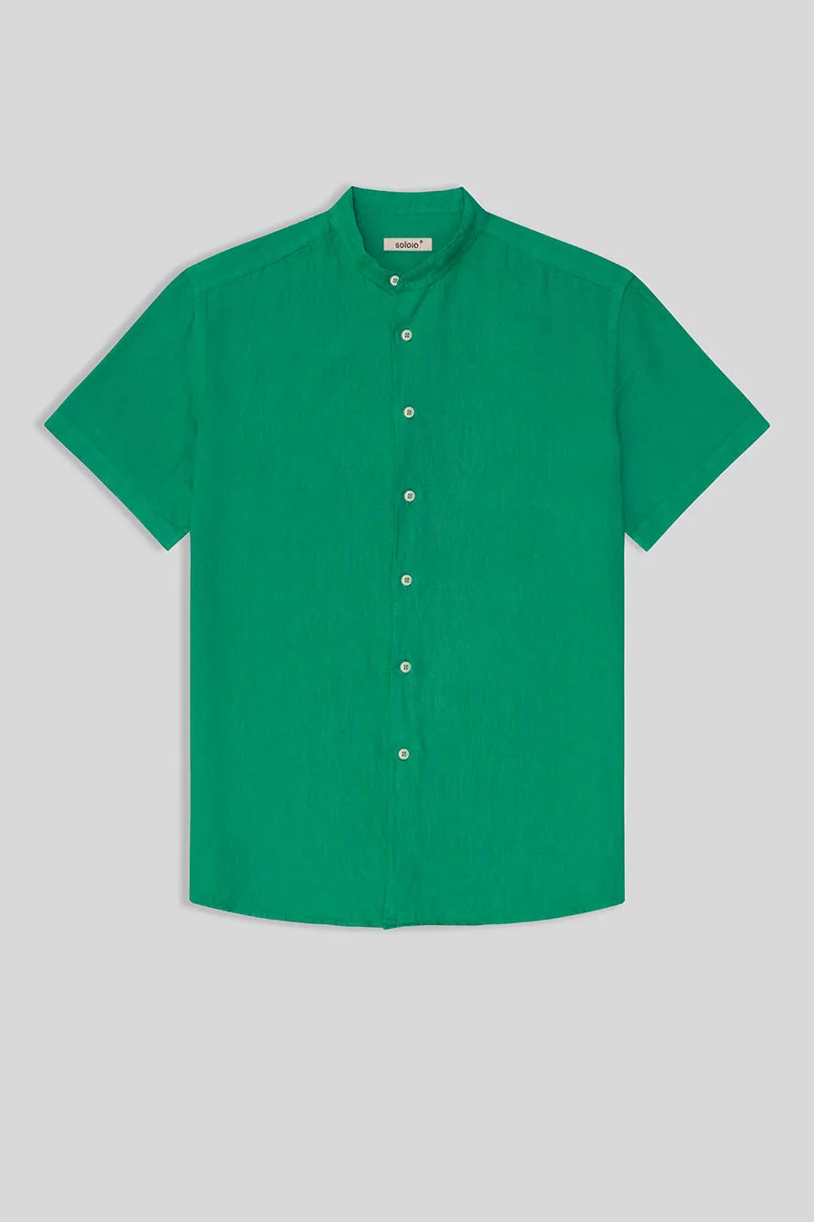 basic linen shirt mao collar green
