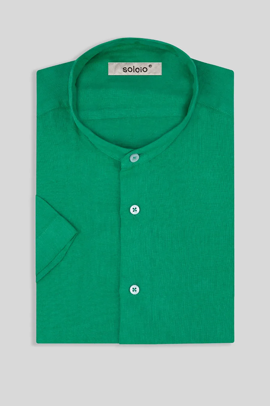 basic linen shirt mao collar green