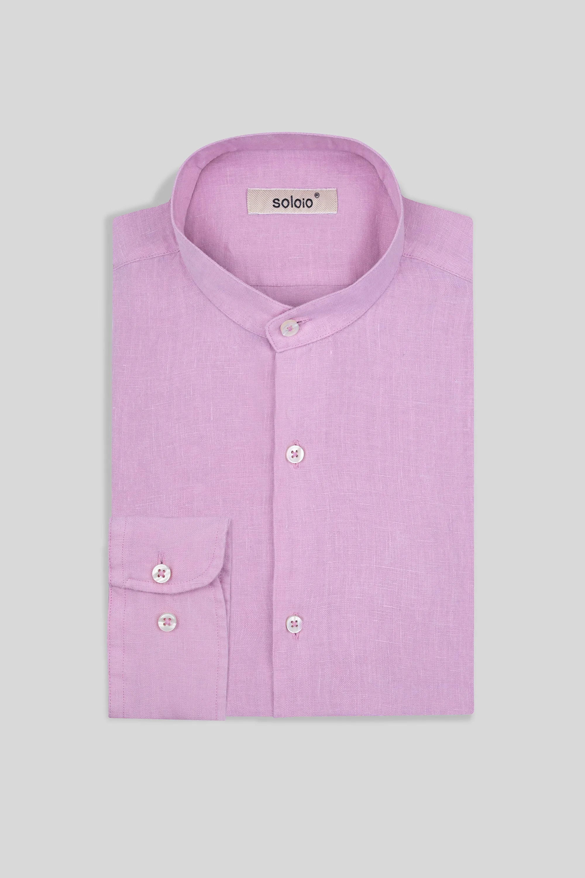 basic linen shirt mao pink lavender