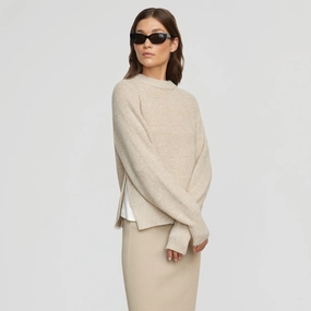 Roya Marled Boyfriend Sweater Knit Comfort Wear Stretchy Waistband