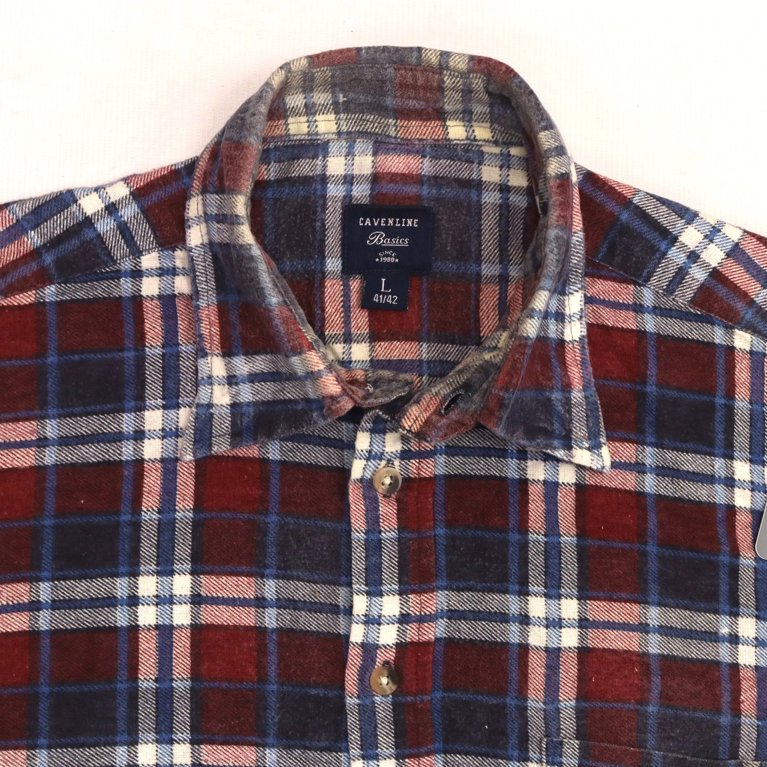 Basics Checkered Flannel Shirt Red Navy Cream