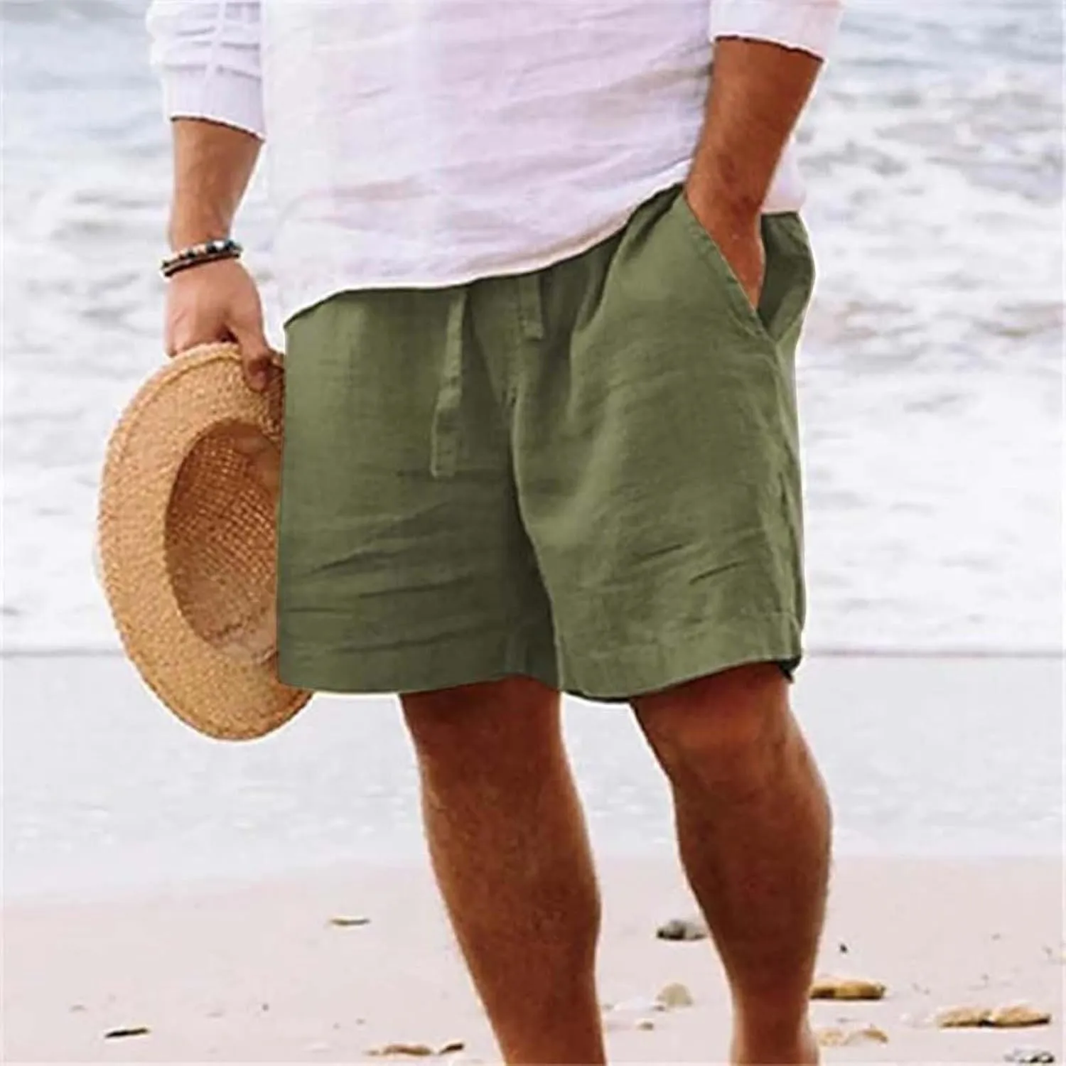 Basketball Shorts Men's Sports Shorts Beach Shorts Casual Cotton Linen Shorts Men's Linen Shorts Men Cargo Men's