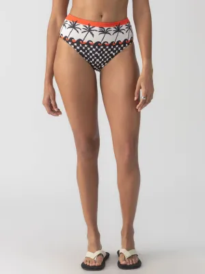 Beach Conversations Reversible High Rise Bikini Bottom Black Printed top FlexibleCuffs