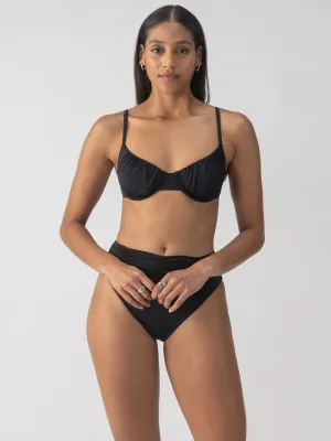 AbrasionResistant Beach Goddess Excess Shirr Cup Bikini Top Black