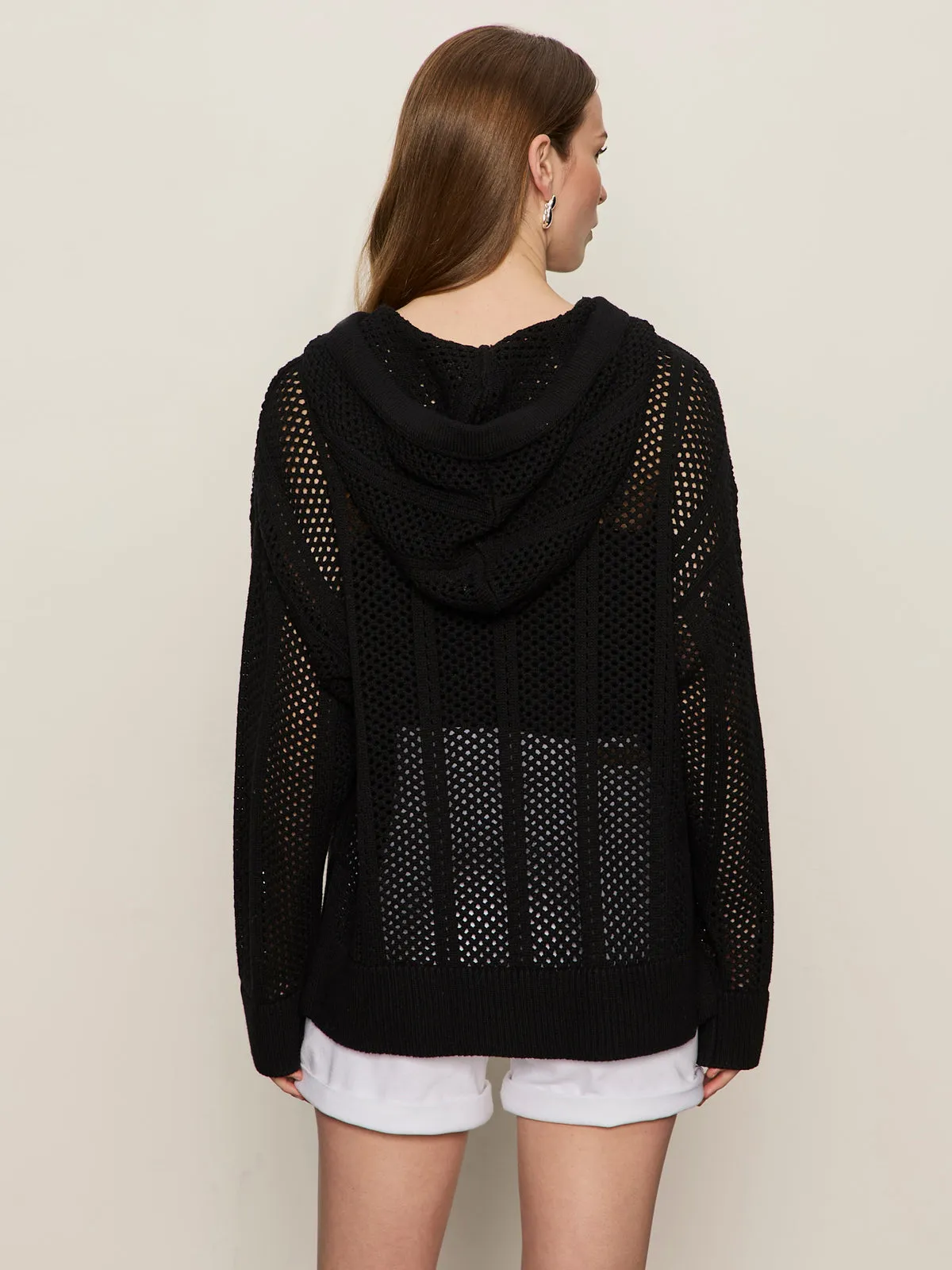 Beach Hoodie Black Packable Layer Unique Piece