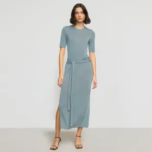 Low Key Airy Fabric Larkyn Tie-Front Semi-Sheer Tencel-Wool Dress
