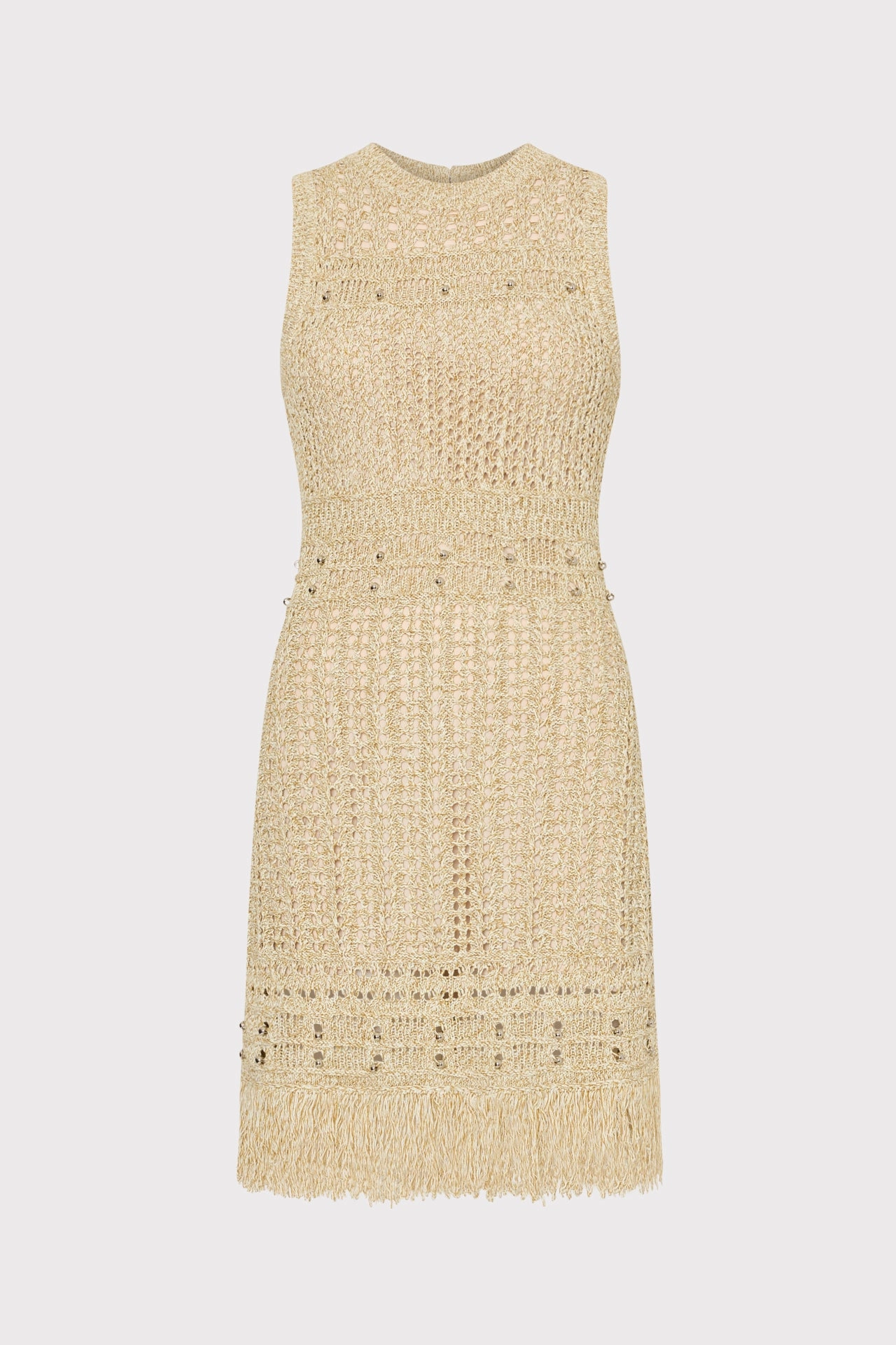 Compact Style Thermal Insulation Knits Beaded Fringe Knit Mini Dress