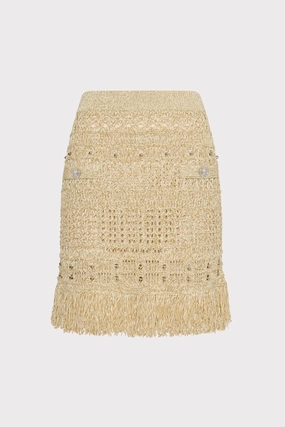 Beaded Fringe Knit Skirt Elegant Look