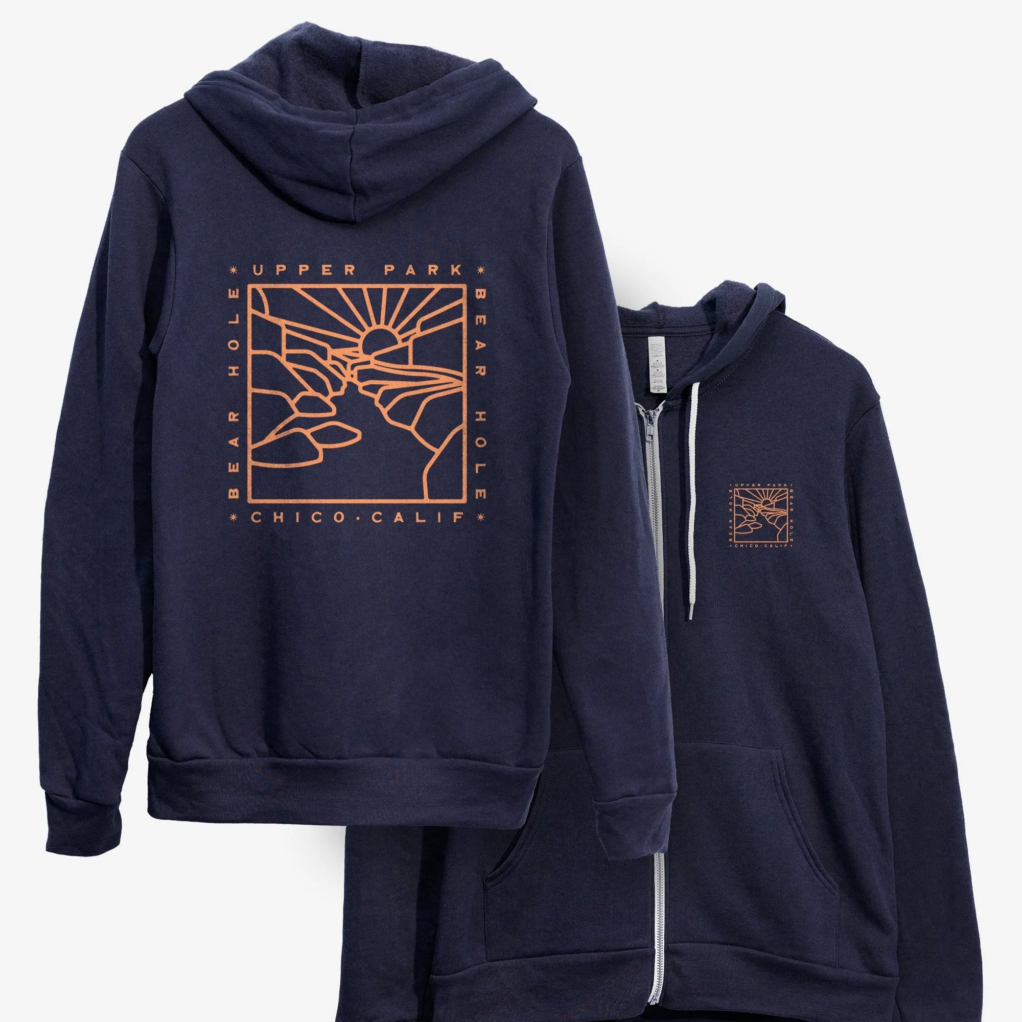 Bear Hole Monoline Zip Up Hoodie Sweatshirt