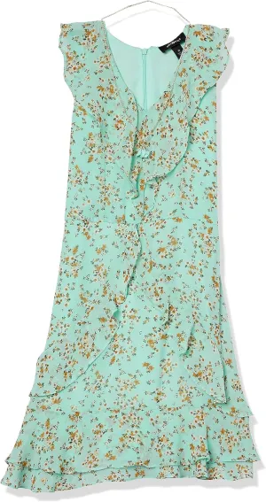 Beautees Girls' Sleeveless Fit and Flare Ruffled Dress