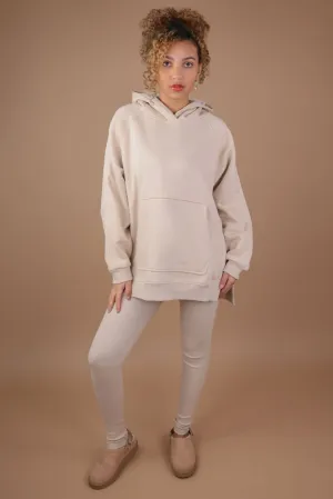 Beige Oversized Hoodie and Leggings Set