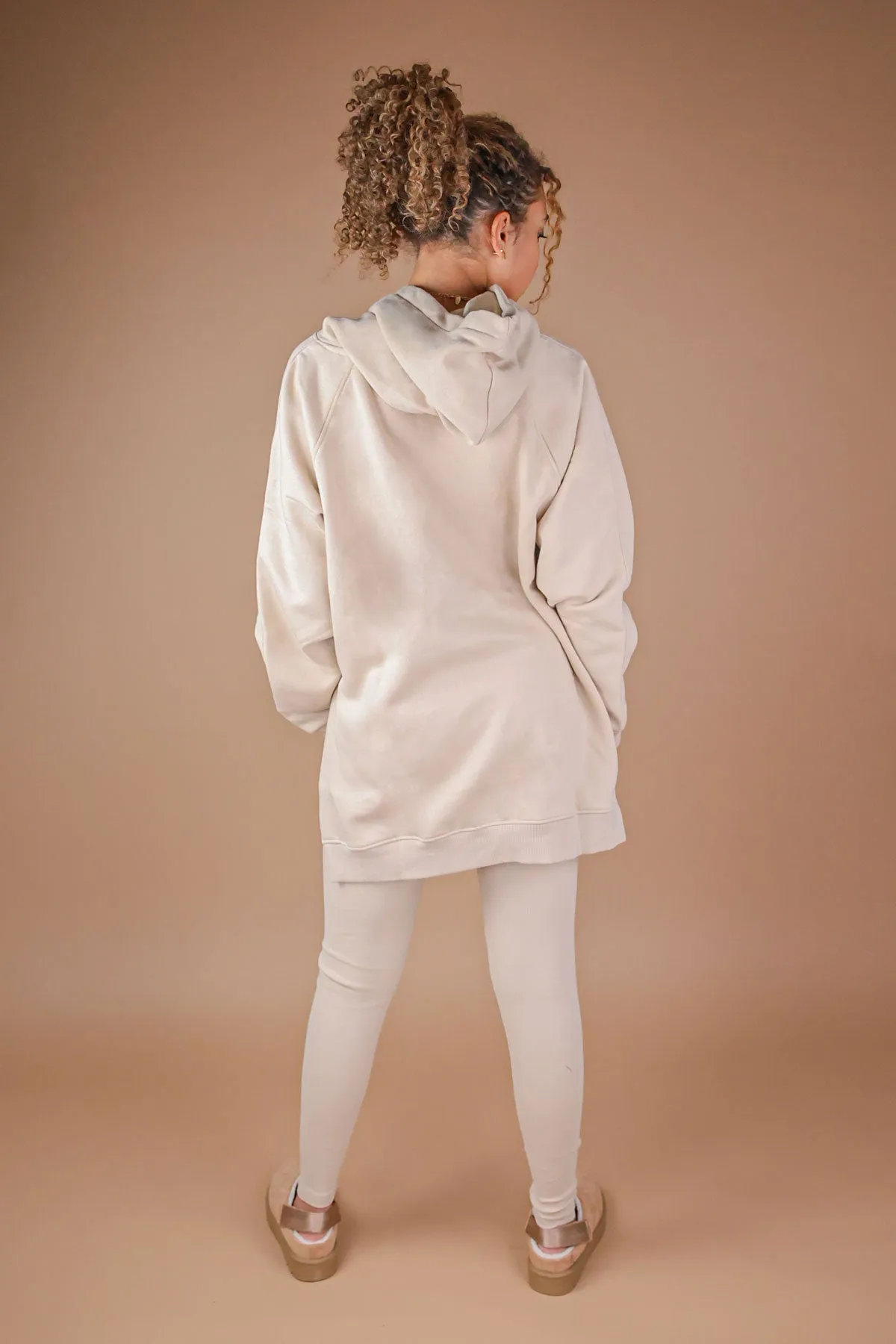 Beige Oversized Hoodie and Leggings Set