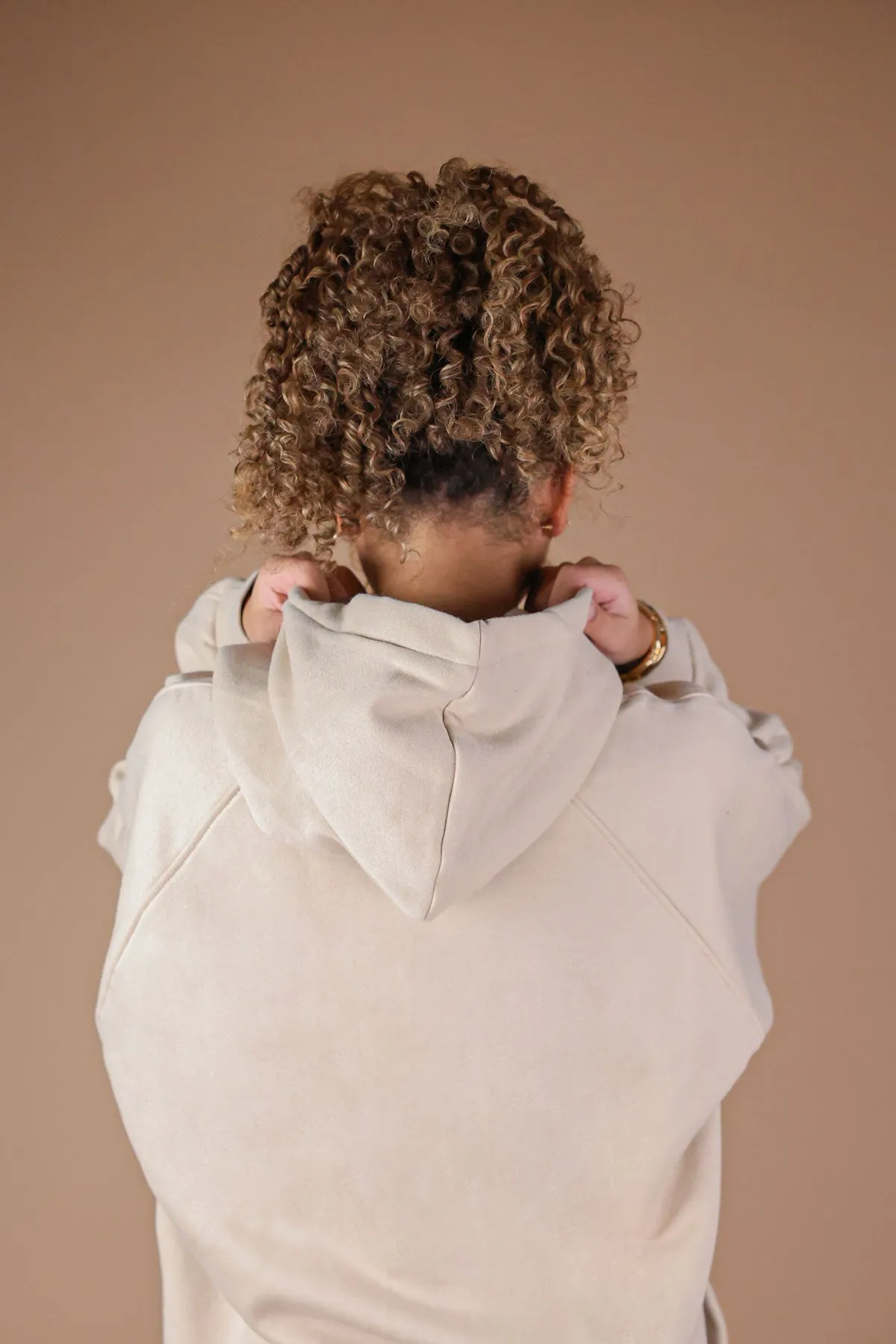 Beige Oversized Hoodie and Leggings Set