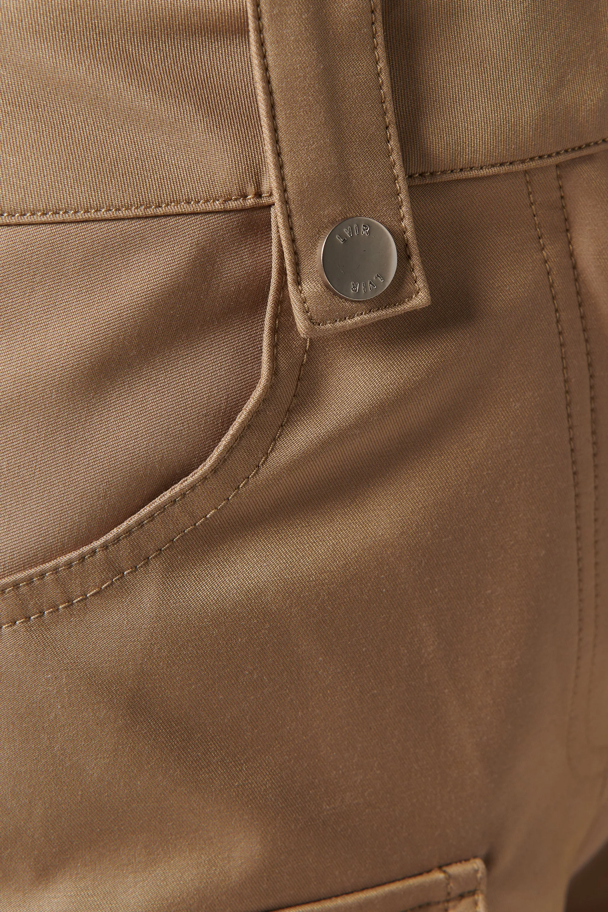 Beige Wide-Leg High-Rise Cargo Pants