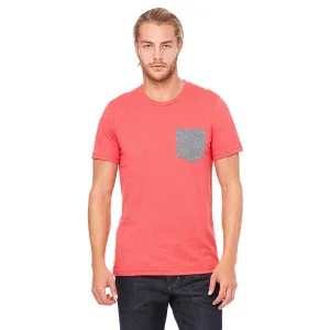 Bella   Canvas Men's Heather Red/Deep Heather Jersey Short-Sleeve Pocket T-Shirt