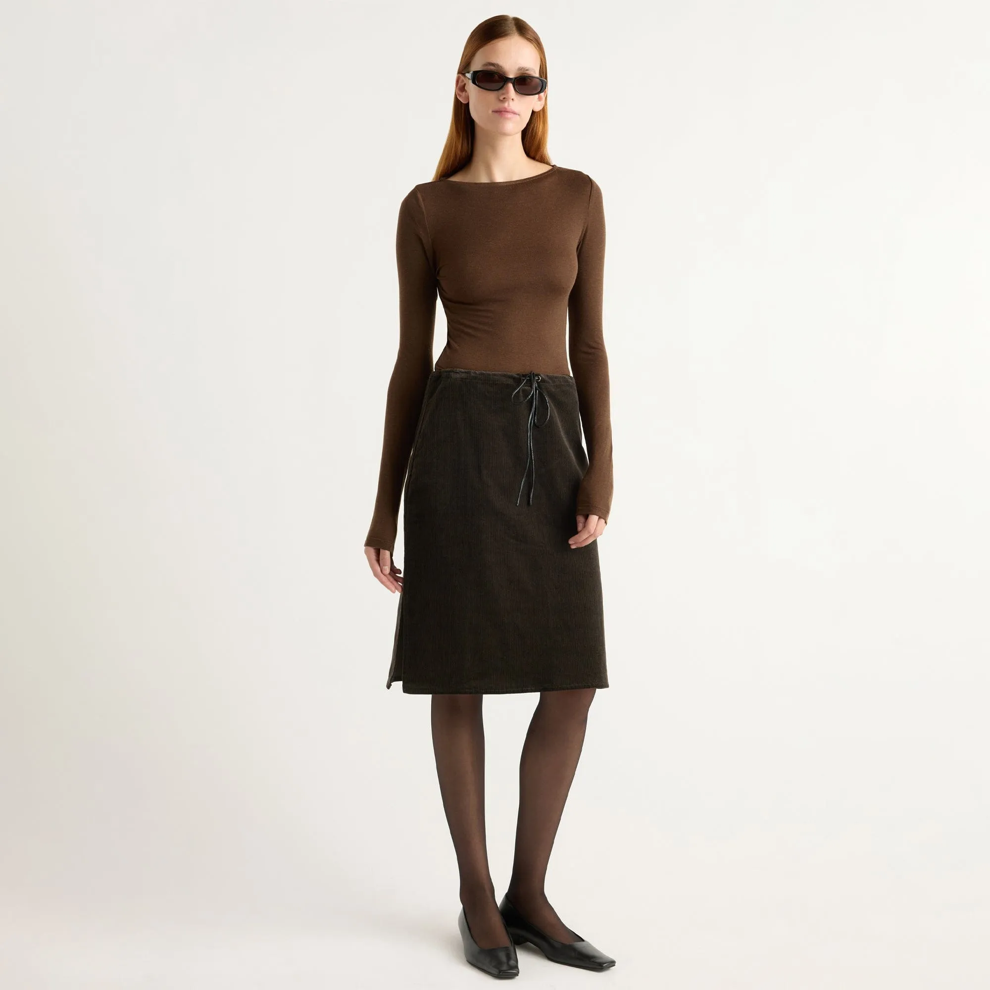 Water Repellent Weekend Ready Bellamy Corduroy Tie-Waist Skirt