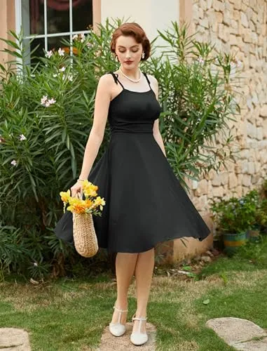 Belle Poque Vintage Dress for Women Midi Swing Dress Fit and Flare Dress 2024 Summer Dress Purple Floral L