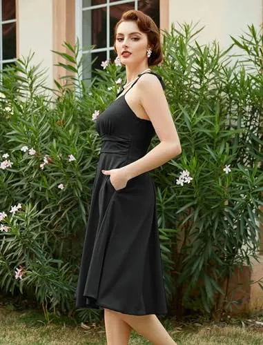 Belle Poque Vintage Dress for Women Midi Swing Dress Fit and Flare Dress 2024 Summer Dress Purple Floral L