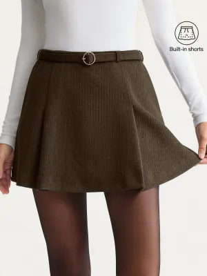 Belt loops Belted Mini Skirt With Shorts