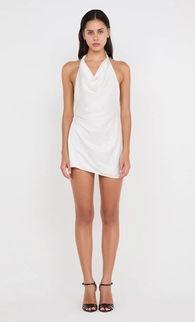 BENNET HALTER MINI DRESS - WHITE SmoothEdgeFinish Abrasion-resistant