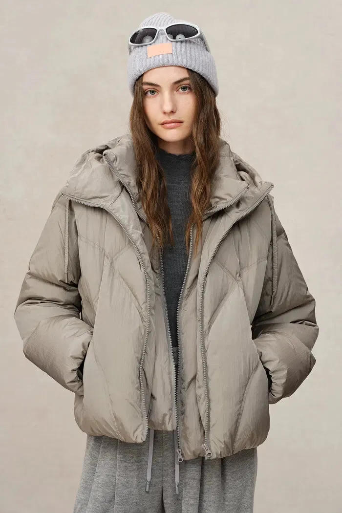 Bessy Cropped Two-Piece Puffer Set in Water-Repellent Fabric