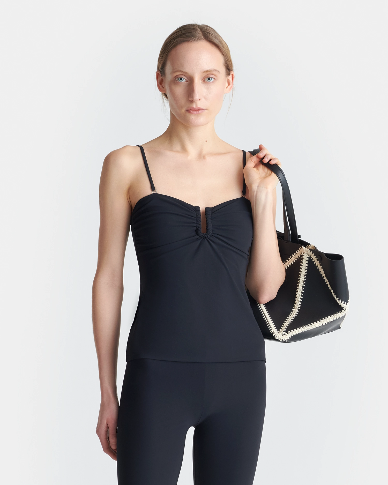 Moisture Management Fabric Bianca - Stretch Jersey Swim Top - Black