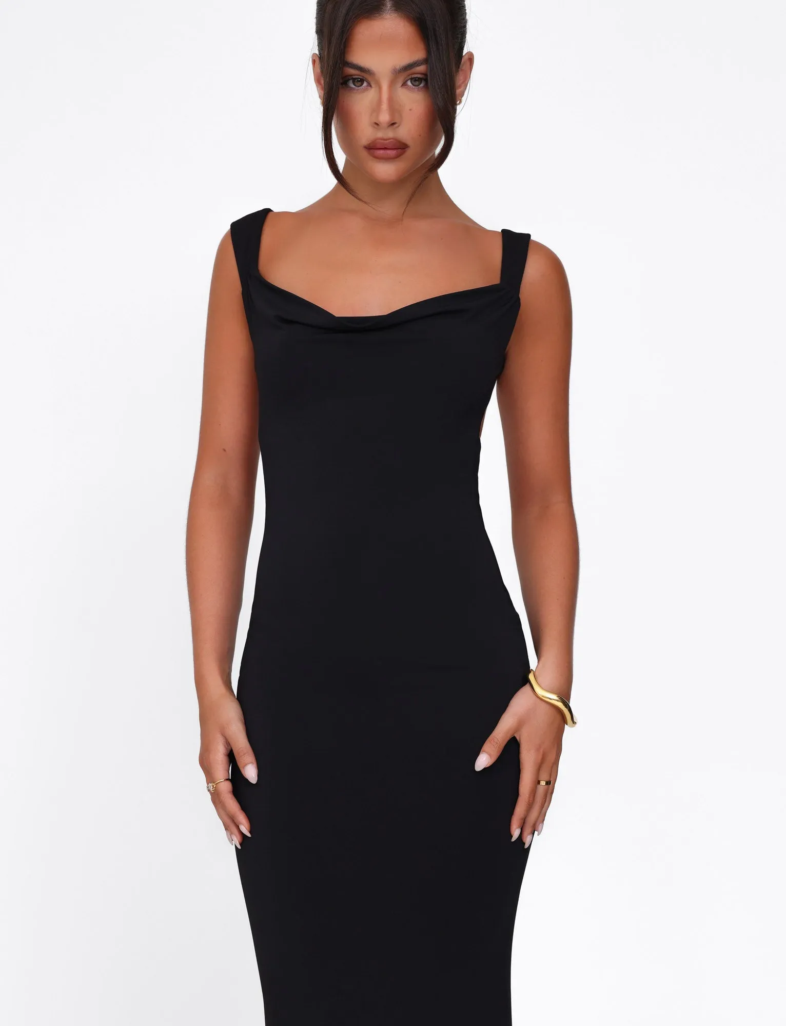 MORANA DRESS - BLACK Comfy Fit Wear wrap waist