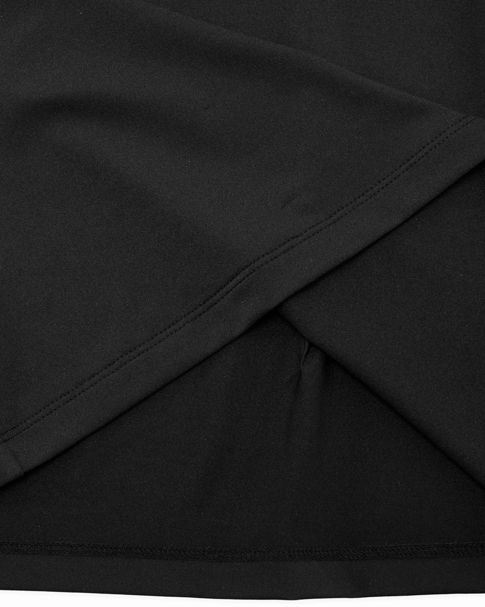 Brushed Microfiber Surface Big collar ribbon sleeveless t-shirt- Black